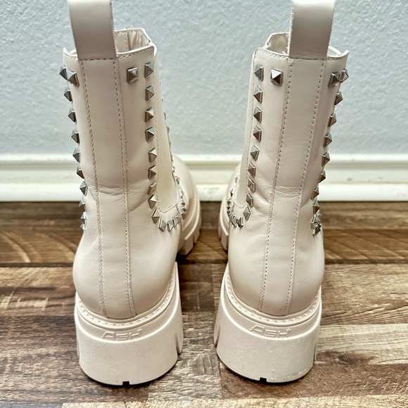 Ash Cream Chunky Ankle Boots with Platform Sole - Picture 4 of 7